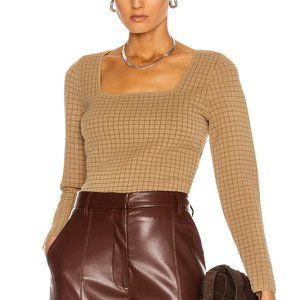 PROENZA SCHOULER Beige White Label Quilted Square Neck Long Sleeve BRAND NEW!